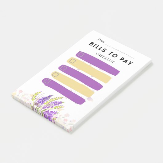 Sticky Note BILLS TO PAY Check box Purple Lavender ポストイット (アングル)