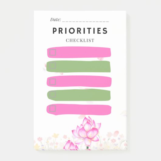 Sticky Note PRIORITY Checkbox Pink Lily ポストイット (正面)