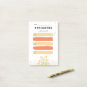 Sticky Note REMINDERS Check Box  Yellow Daisy ポストイット (デスク上)