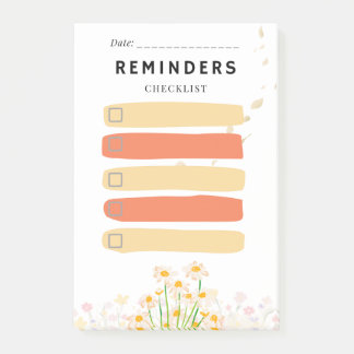 Sticky Note REMINDERS Check Box  Yellow Daisy ポストイット