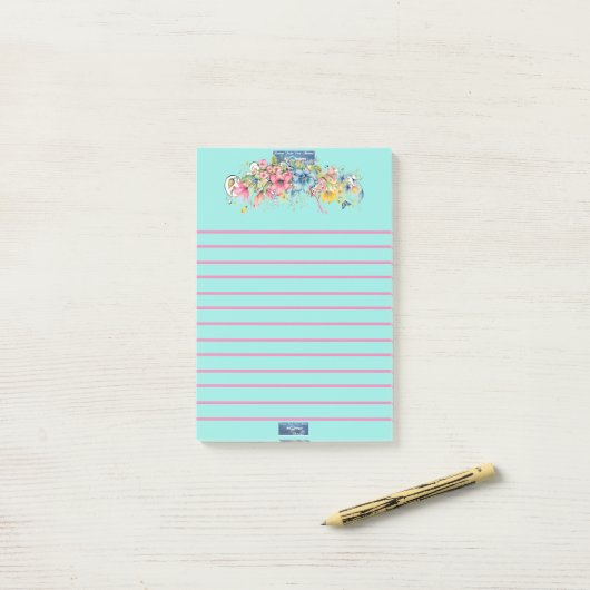 Sticky Notes (Floral Blue-Notes)RFPMDesigns©️2024 ポストイット (デスク上)