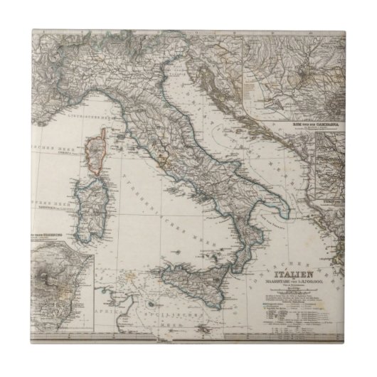 Stieler著イタリアの地図 タイル (正面)