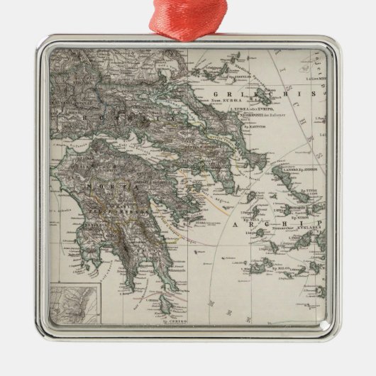 Stieler著ギリシャの地図 メタルオーナメント (正面)