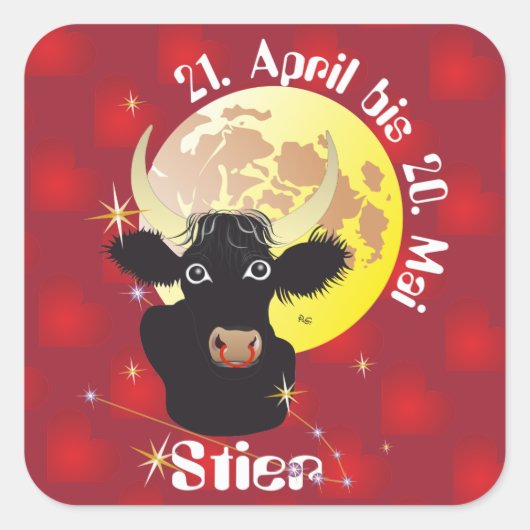 Stier 21. April bis 20. Mai Aufkleber スクエアシール (正面)