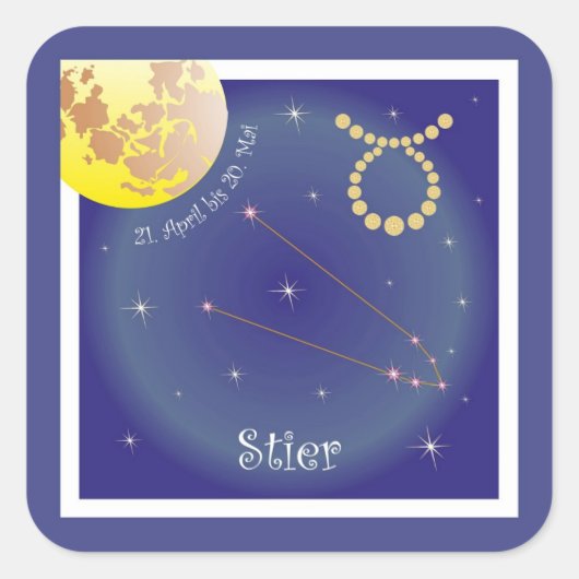 Stier 21. April bis 20. Mai Aufkleber スクエアシール (正面)