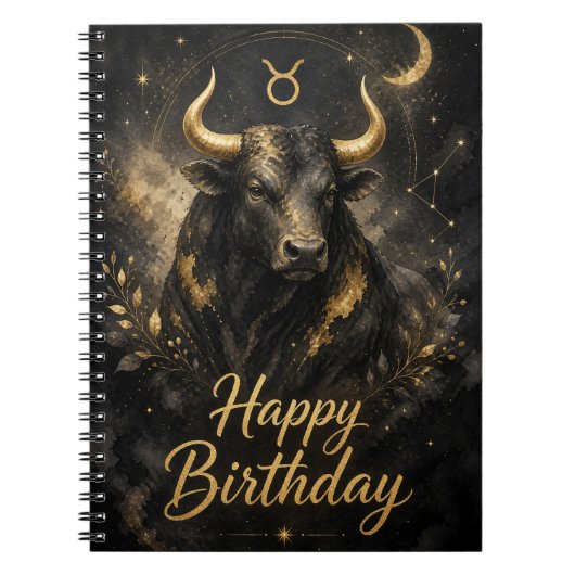 Stier Happy Birthday Sternzeichen Design ノートブック (正面)