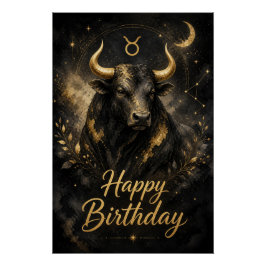 Stier Happy Birthday Sternzeichen Design ポスター