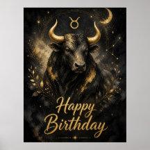 Stier Happy Birthday Sternzeichen Design