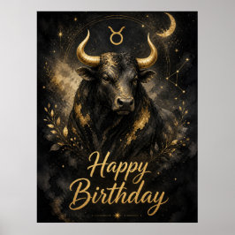 Stier Happy Birthday Sternzeichen Design ポスター