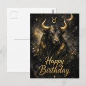 Stier Happy Birthday Sternzeichen Design ポストカード (正面/裏面)
