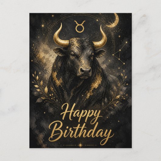 Stier Happy Birthday Sternzeichen Design ポストカード (正面)