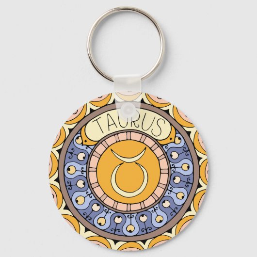 Stier Taurus Sternzeichen farbenfrohes Mandala キーホルダー (正面)