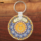 Stier Taurus Sternzeichen farbenfrohes Mandala キーホルダー (正面)