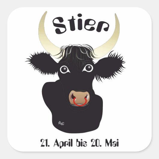 Stier - Tierkreiszeichen Aufkleber スクエアシール (正面)
