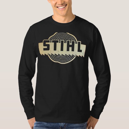 Stihl Chainsaw Mens Neck Top Sports Cotton Round Tシャツ (正面)