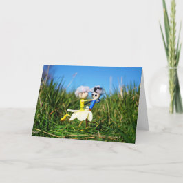 Stijldansende Fubby's in Narcissen jurk. サンキューカード