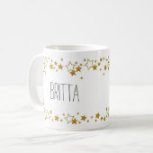 Stijlvolle mok met eigen naam en sterren コーヒーマグカップ (正面左)