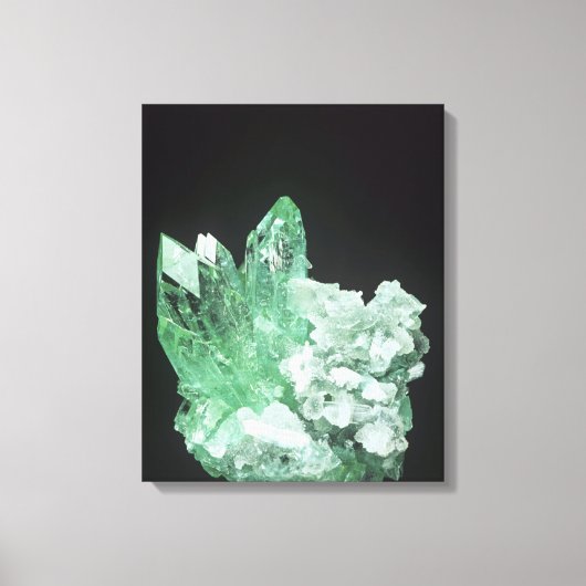 Stilbite、Jalgaon、Maharを含むアポフィライト結晶 キャンバスプリント (正面)