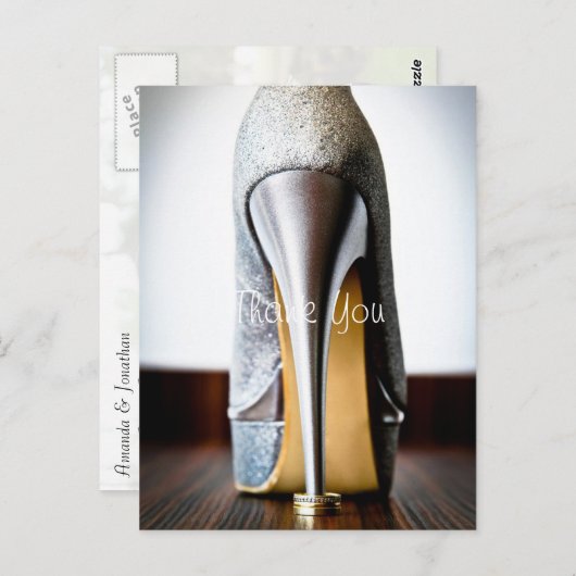 Stiletoの結婚靴あなたの写真を追加ありがとう ポストカード (正面/裏面)