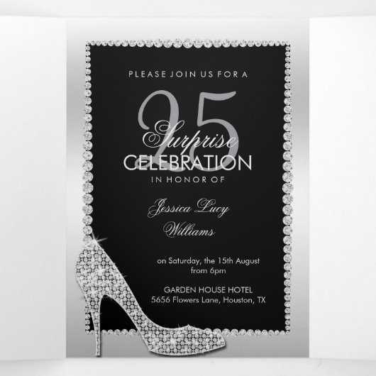 Stileto, Photo, QR Code 25thサプライズ誕生日 三つ折り招待状 (内部中)