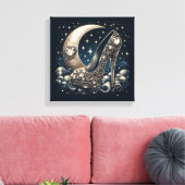 Stilettoハイヒールと月、星、ハート キャンバスプリント (インサイチュ (リビング))