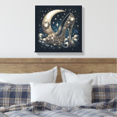 Stilettoハイヒールと月、星、ハート キャンバスプリント (インサイチュ (寝室))