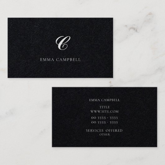 Stilfuldのモダンなモノグラムのプロフェッショナルの黒 名刺 (正面/裏面)