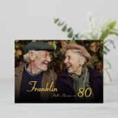 Still Charming Male 80th Photo Birthday Invitation 箔招待状 (立ち正面)