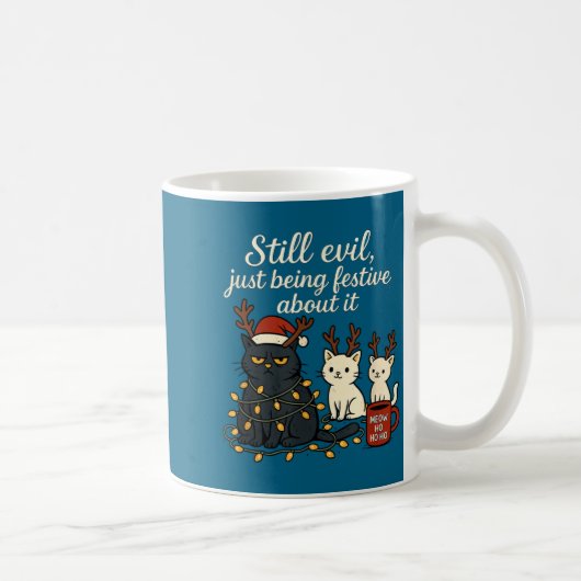 Still Evil, Just Being Festive About It Funny Cat  コーヒーマグカップ (右)