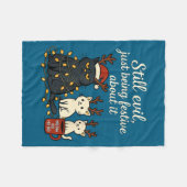 Still Evil, Just Being Festive About It Funny Cat  フリースブランケット (正面(横))
