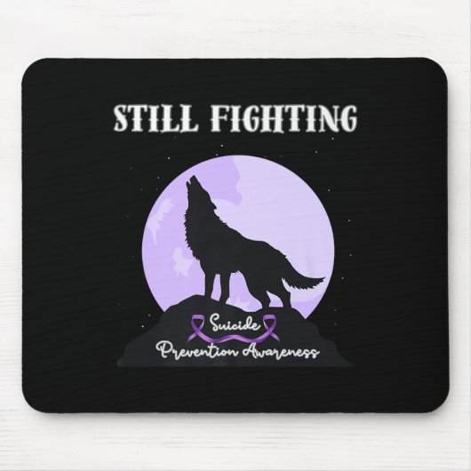 Still Fighting Suicide Prevention Awareness Wolf P マウスパッド (正面)