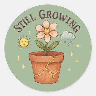 Still Growing – ヒーリングフラワーきんつぎステッカー | ラウンドシール