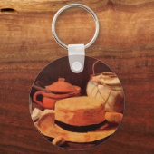 Still Lifeイエローストローハットbyビンセント・ヴァン・ゴッホ キーホルダー (正面)