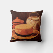 Still Lifeイエローストローハットbyビンセント・ヴァン・ゴッホ クッション (裏面)