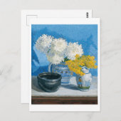 Still Life絵画's with White and Yellow flowers ポストカード (正面/裏面)