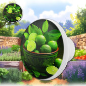 Still Life鮮やかな緑のライムをボウルに セラミックノブ