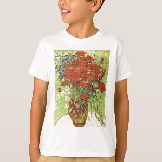 Still life – 赤いケシとダイズ tシャツ (正面)