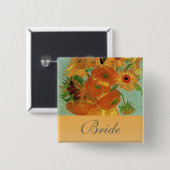 Still life - 12つのひまわり花瓶、ファンゴッホ 缶バッジ (正面&裏面)