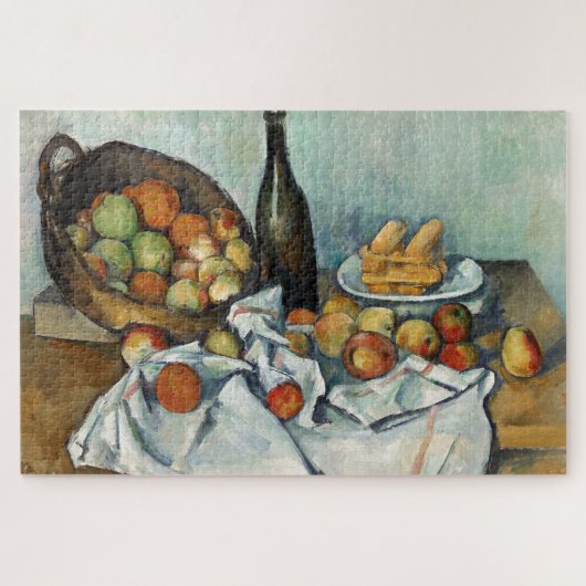 Still Life Apples Basket Cezanne Painting Art ジグソーパズル (横)