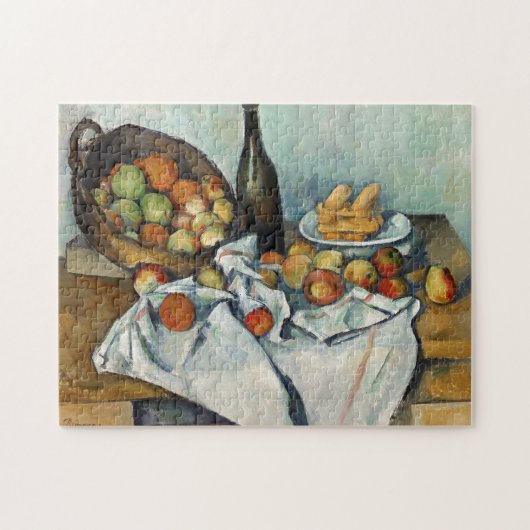 Still Life Apples Basket Cezanne Painting Art ジグソーパズル (横)