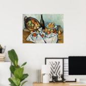 Still Life Apples Basket Cezanne Painting Art ポスター (ホームオフィス)