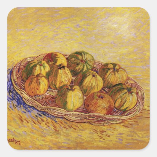 Still Life, Basket of Apple by Vincent van ゴッホ スクエアシール (正面)