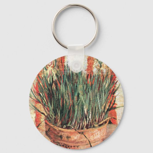 Still Life Flowerpot w Chives by Vincent van ゴッホ キーホルダー (正面)