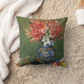 Still Life Flowers and Fruit by Pierreルノアール クッション (ブランケット)