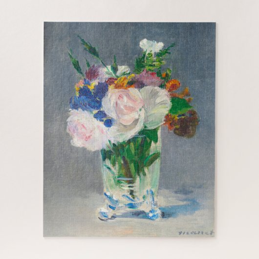 Still life, Flowers in a Crystal Vappenes by Manet ジグソーパズル (縦)