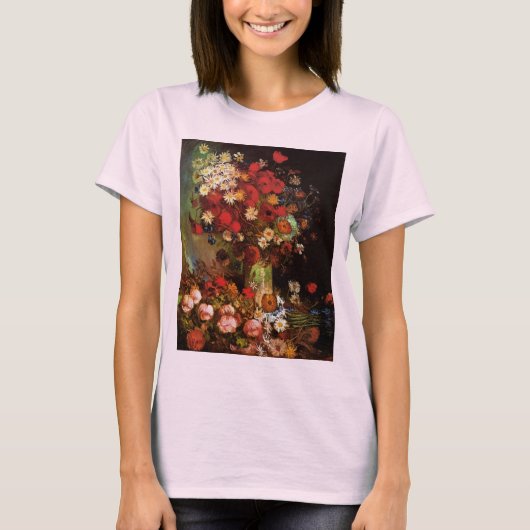 Still Life Flowers in a Vincent vanゴッホ Tシャツ (正面)