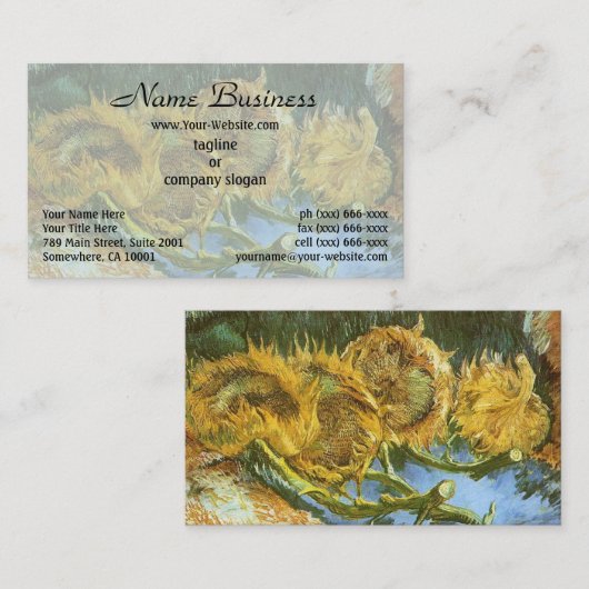 Still Life Four Cut Sunflower by Vincent van ゴッホ 名刺 (正面/裏面)