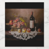 Still life Fruit Bowl and Wine Bottle ワインラベル (シングルラベル)
