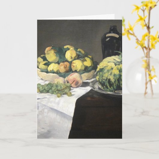 Still Life Lemon Peaches by Manet Impressionist カード (黄色い花)