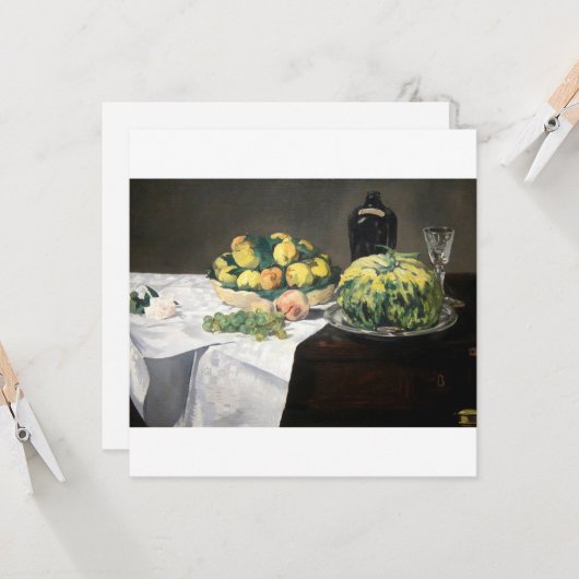 Still Life Lemon Peaches by Manet Impressionist カード (正面/裏面インサイチュ)